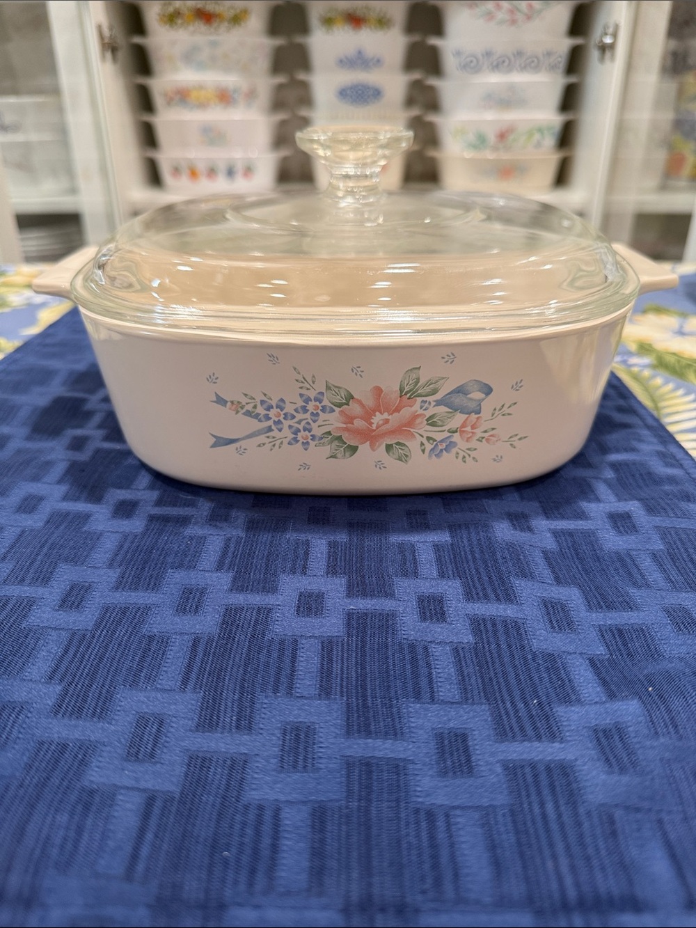Vintage CorningWare A-2-B casserole in the "Symphony" floral pattern with lid
